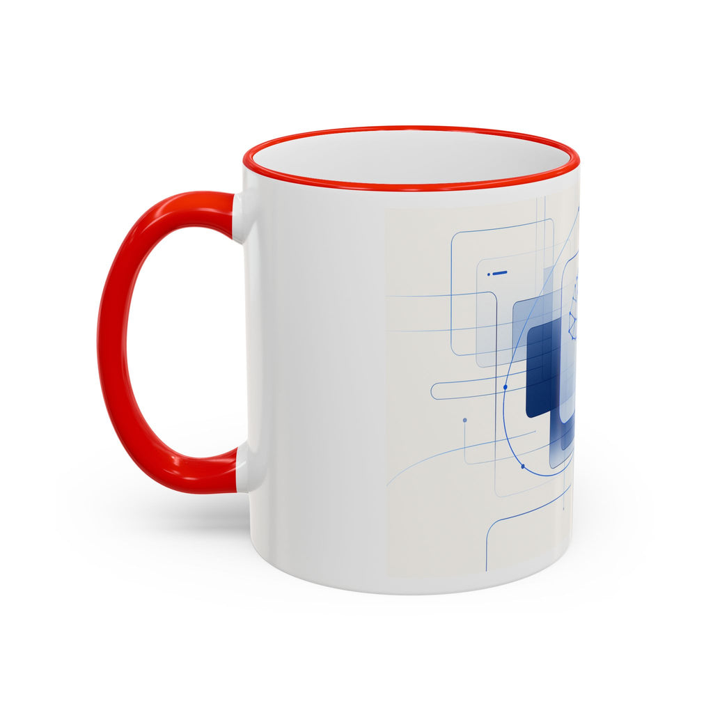Abstract Neural Network Brain Mug | Accent Rim & Handle Ceramic Mug