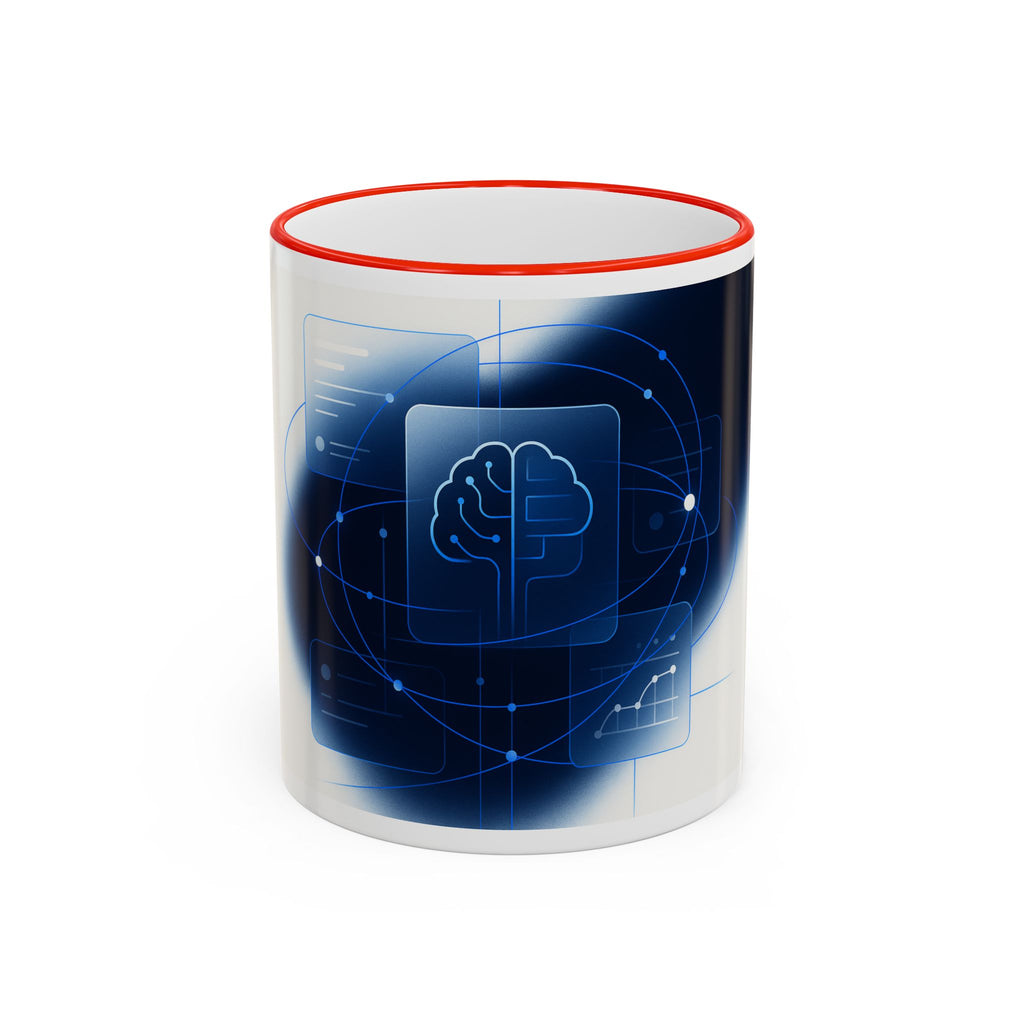 Abstract Neural Network Brain Mug | Accent Rim & Handle Ceramic Mug