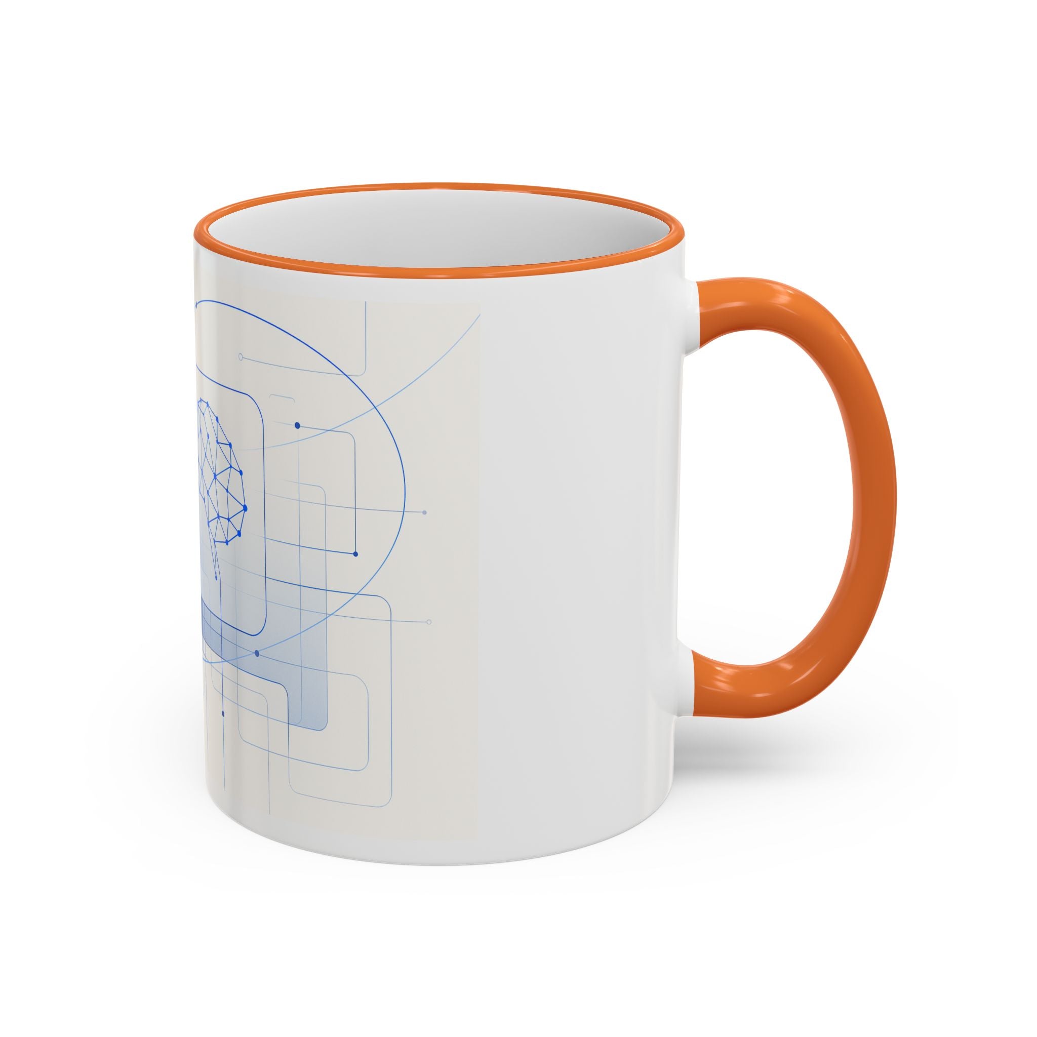 Abstract Neural Network Brain Mug | Accent Rim & Handle Ceramic Mug