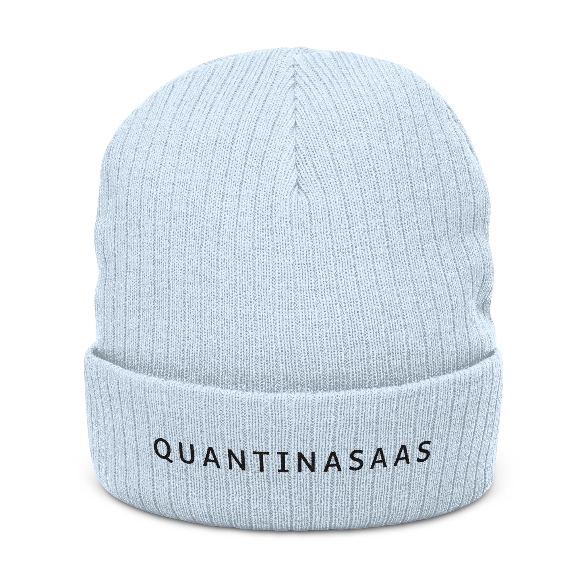 Quantinasaas embroidered beanie | Ribbed knit cuff hat