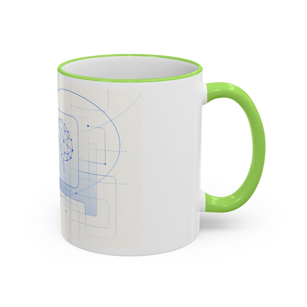 Abstract Neural Network Brain Mug | Accent Rim & Handle Ceramic Mug
