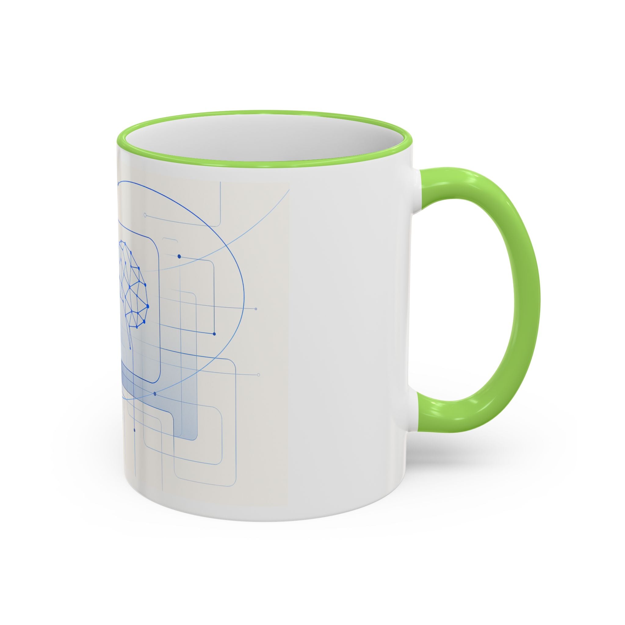 Abstract Neural Network Brain Mug | Accent Rim & Handle Ceramic Mug