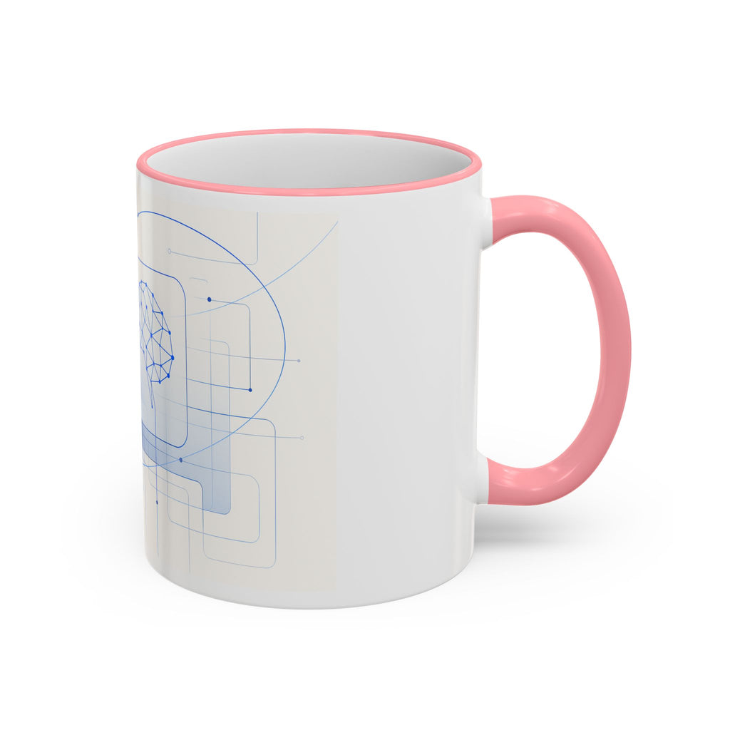 Abstract Neural Network Brain Mug | Accent Rim & Handle Ceramic Mug