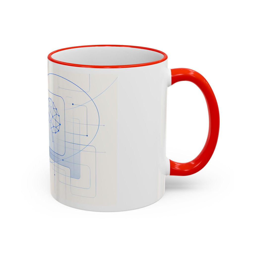Abstract Neural Network Brain Mug | Accent Rim & Handle Ceramic Mug