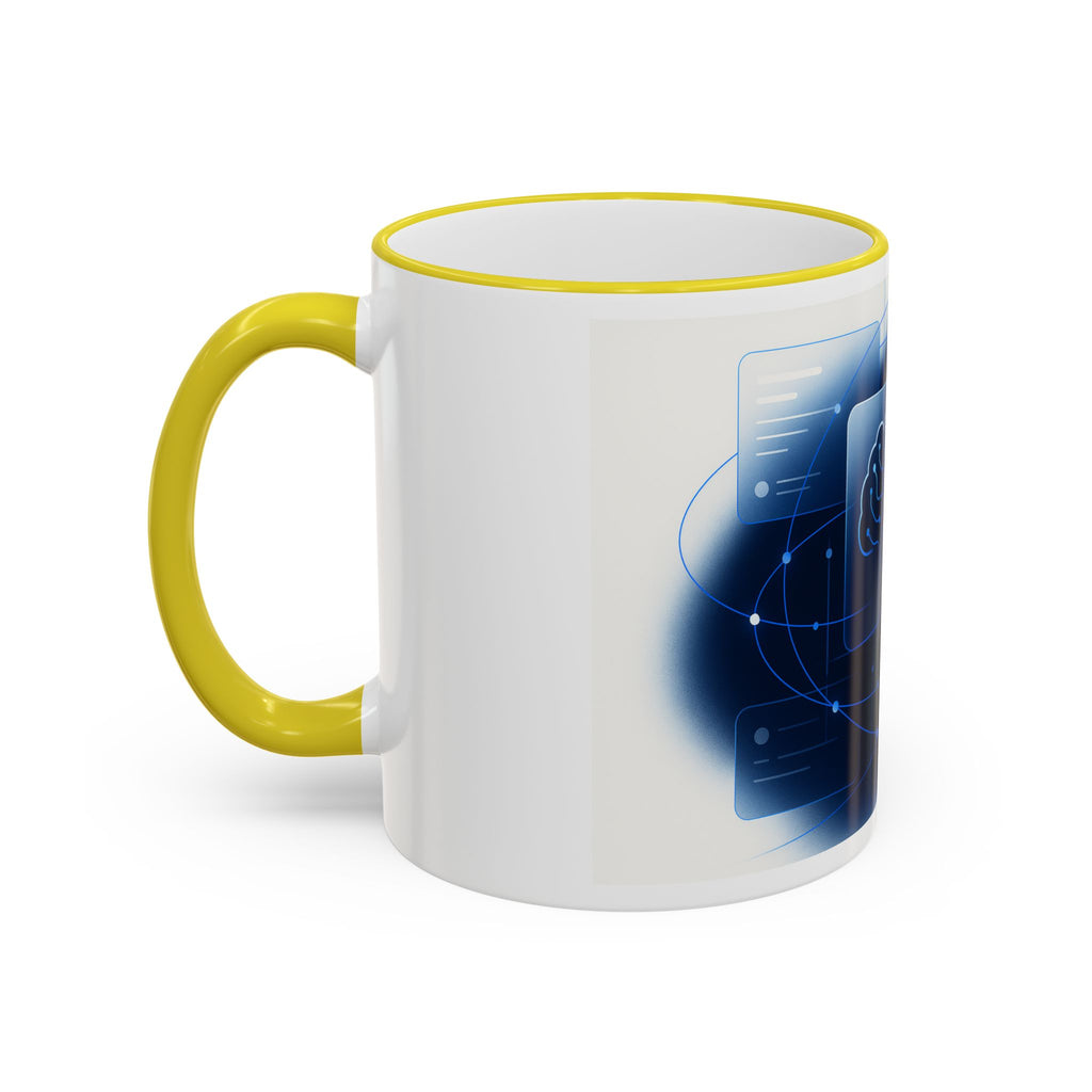 Abstract Neural Network Brain Mug | Accent Rim & Handle Ceramic Mug