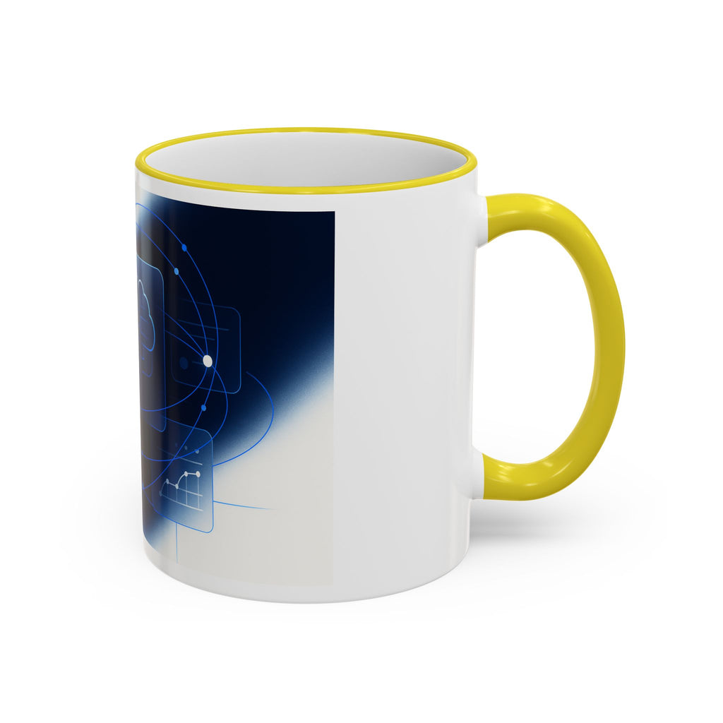 Abstract Neural Network Brain Mug | Accent Rim & Handle Ceramic Mug