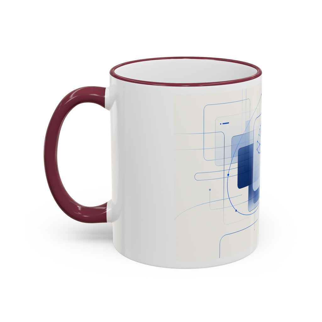 Abstract Neural Network Brain Mug | Accent Rim & Handle Ceramic Mug