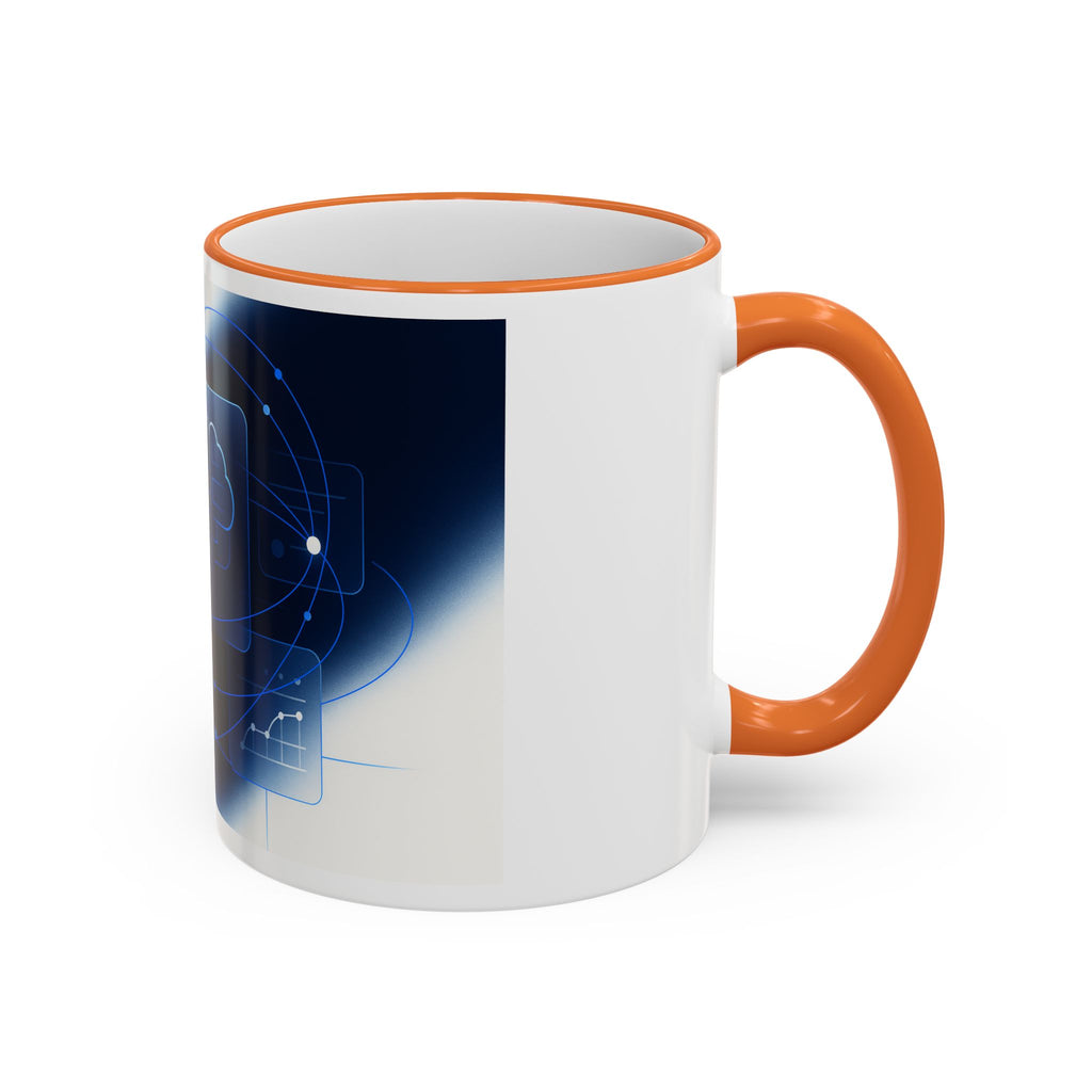 Abstract Neural Network Brain Mug | Accent Rim & Handle Ceramic Mug