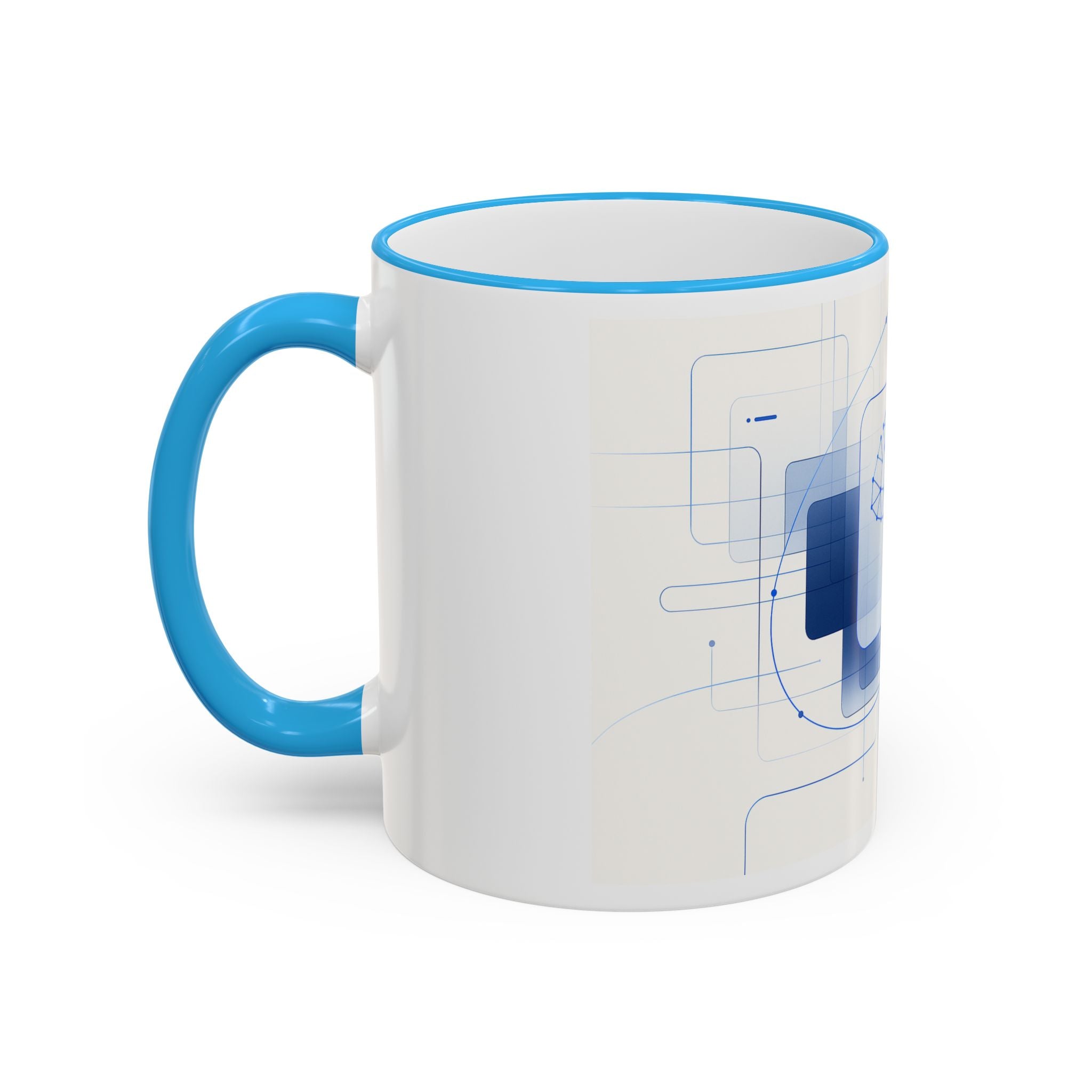 Abstract Neural Network Brain Mug | Accent Rim & Handle Ceramic Mug