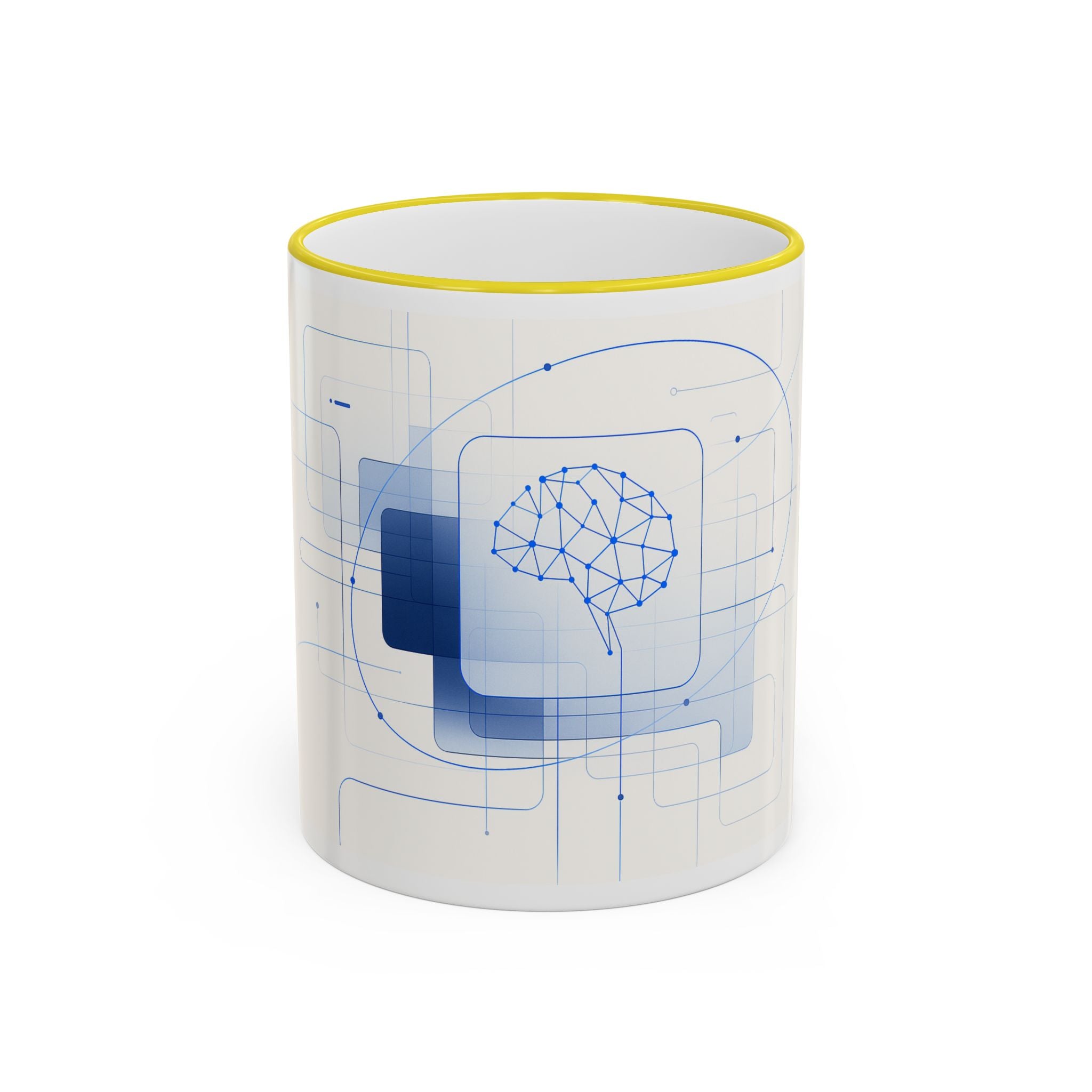 Abstract Neural Network Brain Mug | Accent Rim & Handle Ceramic Mug
