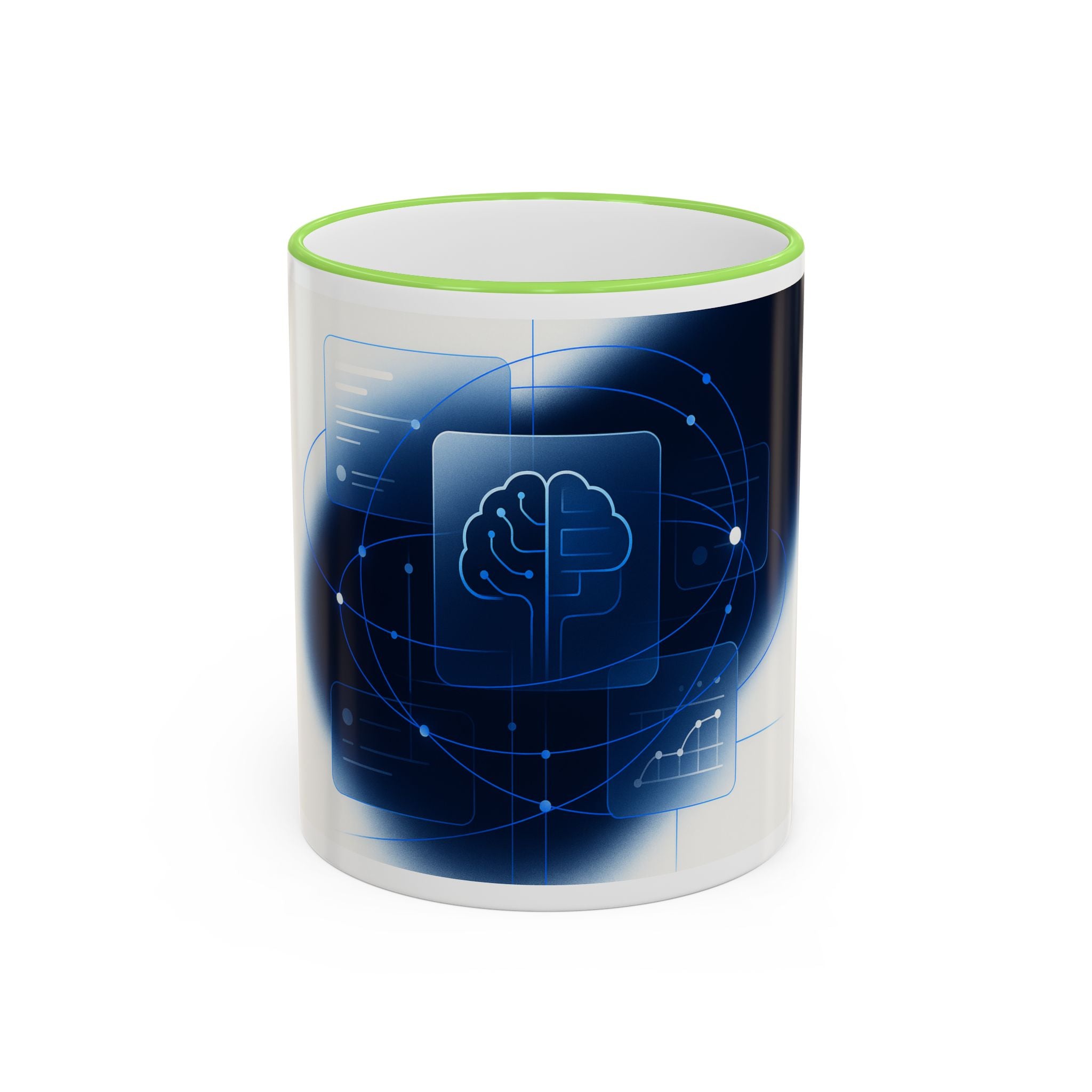 Abstract Neural Network Brain Mug | Accent Rim & Handle Ceramic Mug