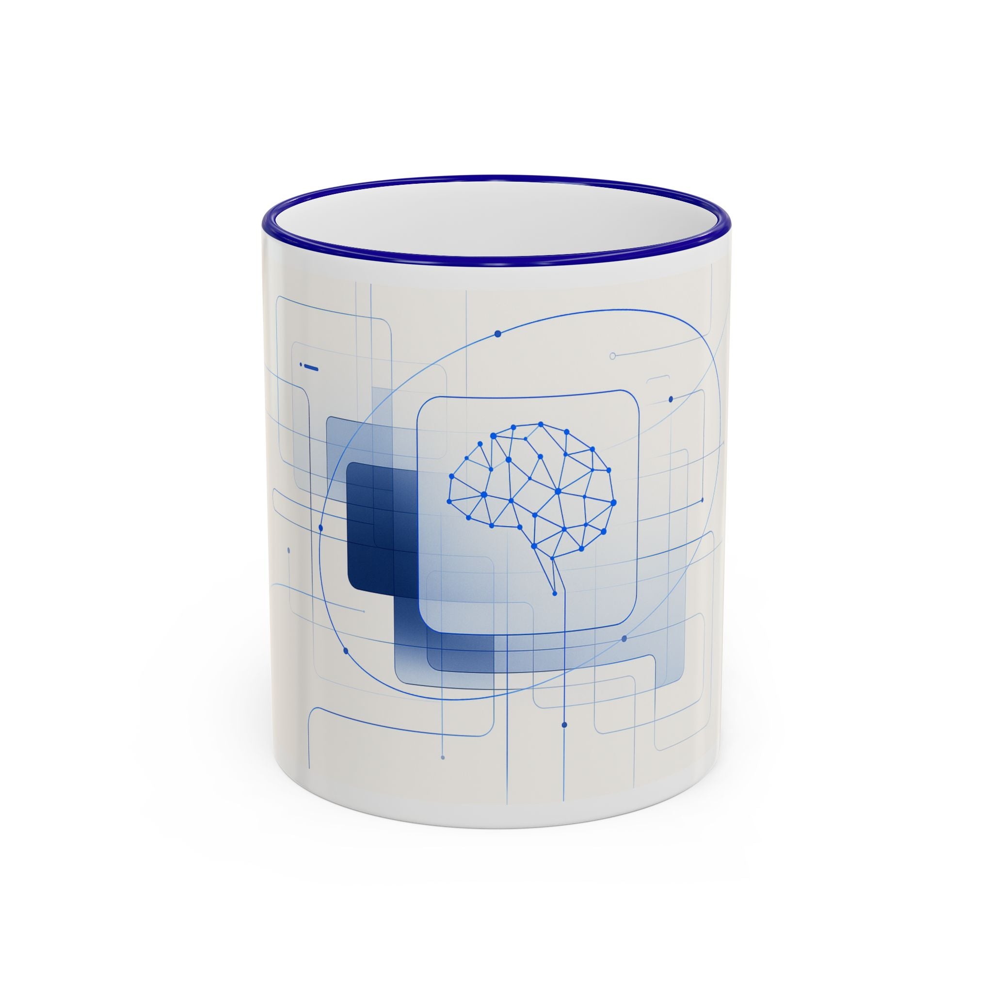 Abstract Neural Network Brain Mug | Accent Rim & Handle Ceramic Mug