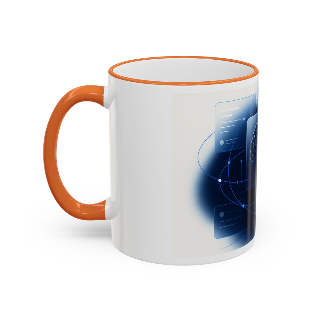 Abstract Neural Network Brain Mug | Accent Rim & Handle Ceramic Mug