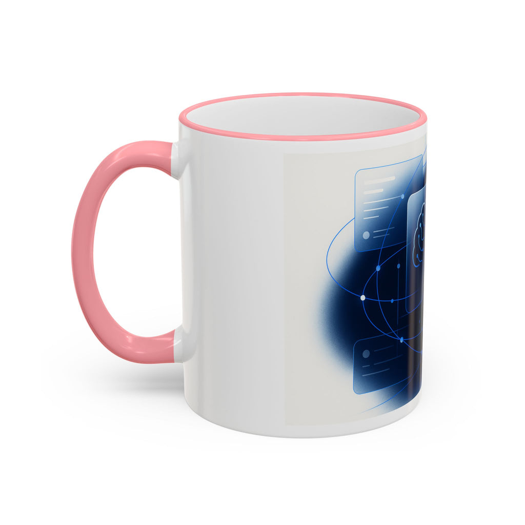 Abstract Neural Network Brain Mug | Accent Rim & Handle Ceramic Mug