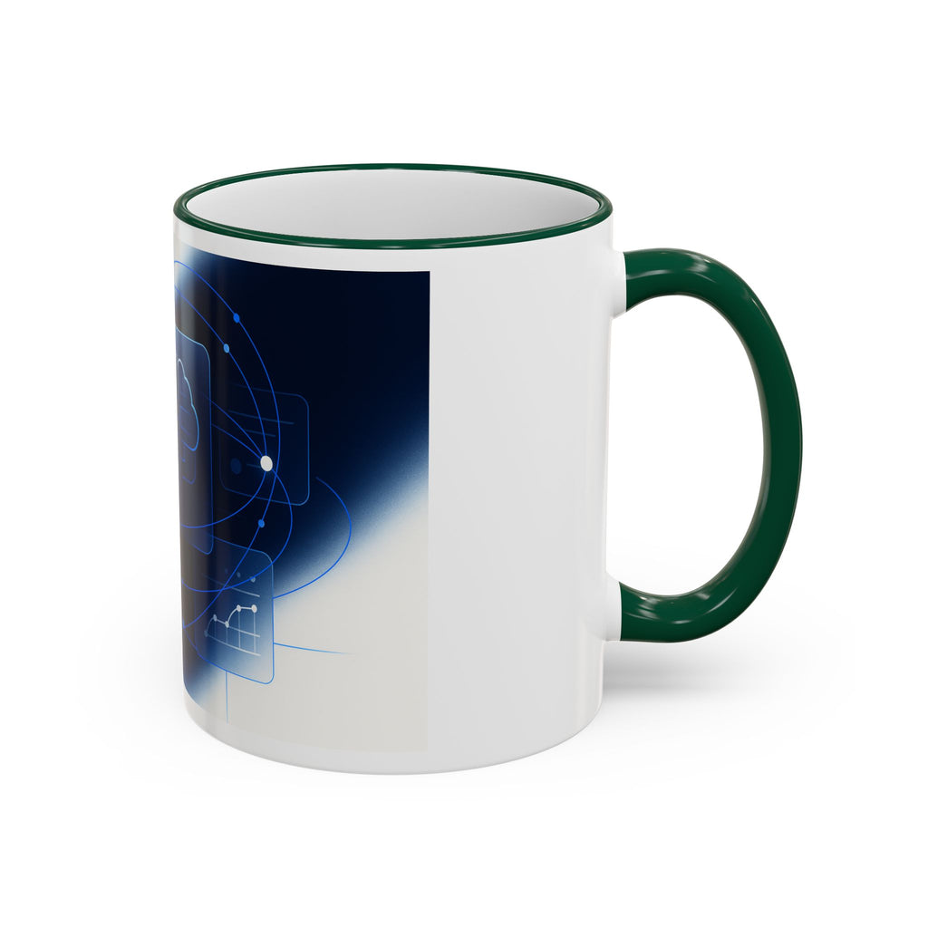 Abstract Neural Network Brain Mug | Accent Rim & Handle Ceramic Mug