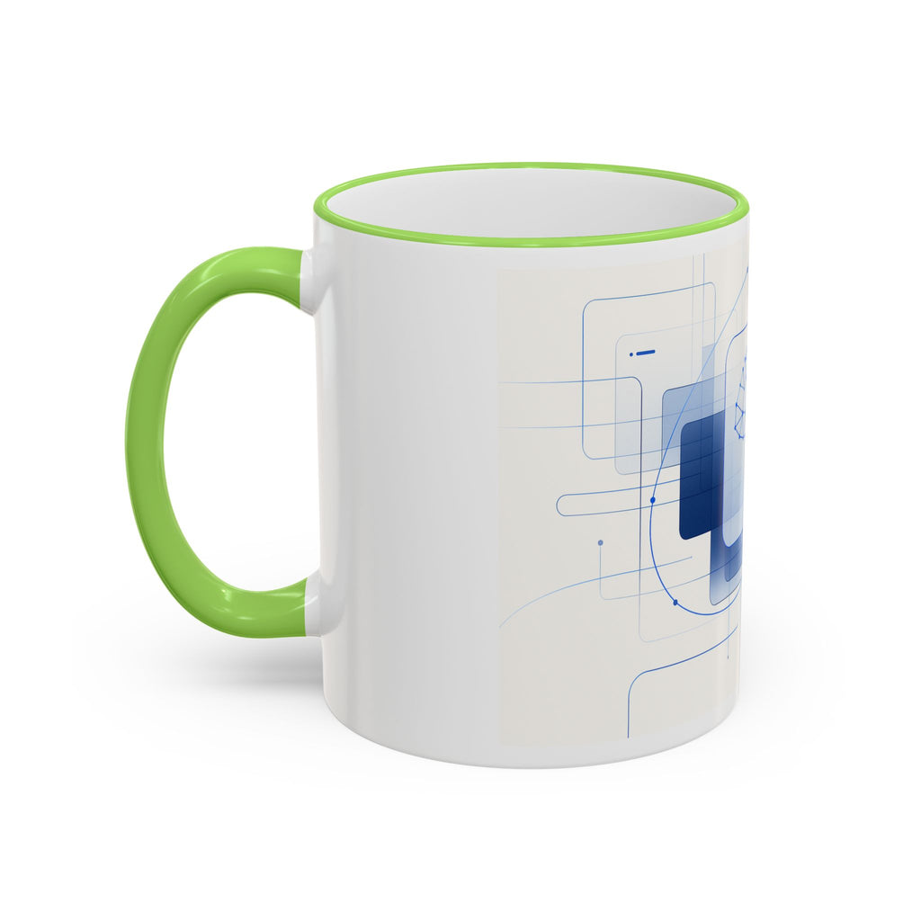 Abstract Neural Network Brain Mug | Accent Rim & Handle Ceramic Mug