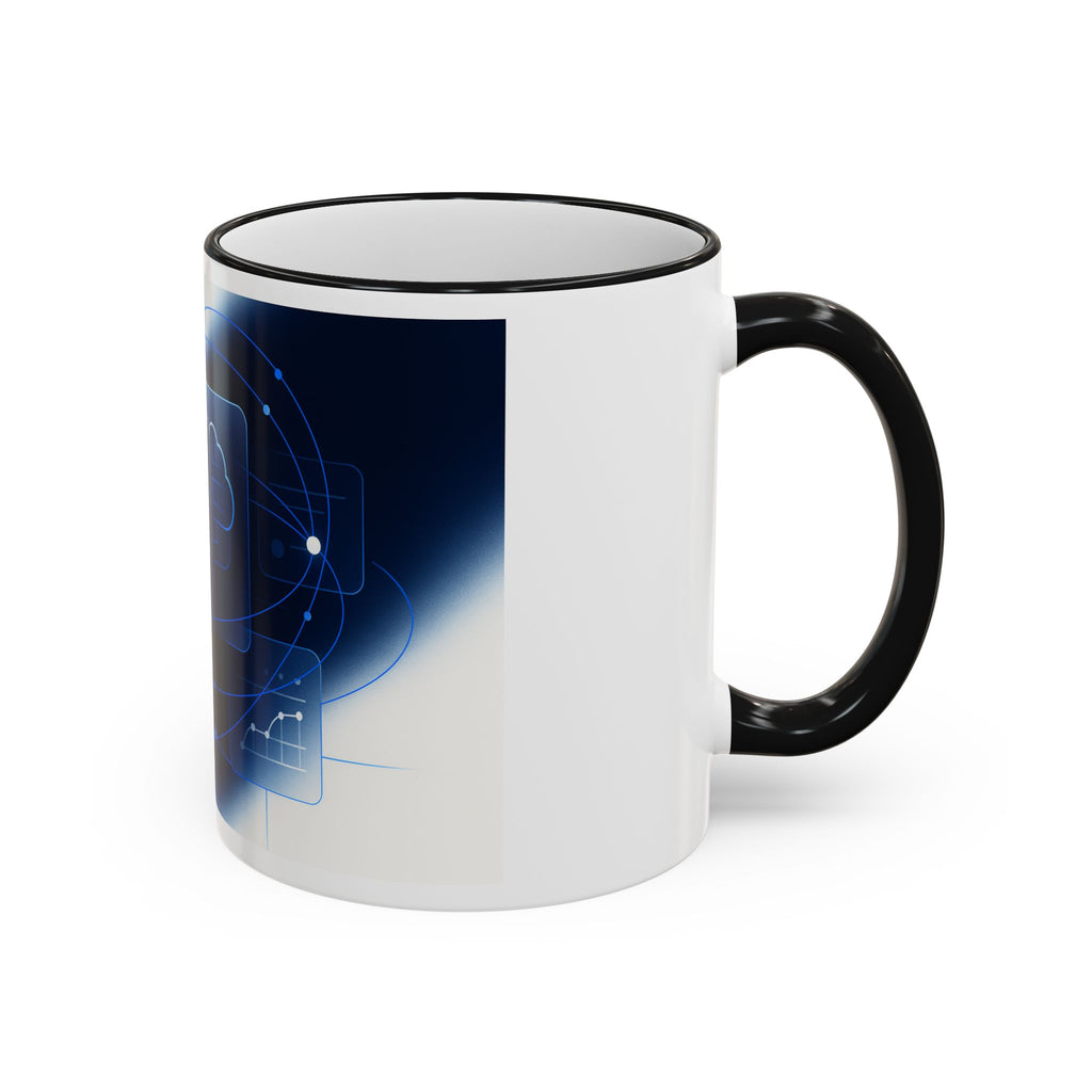 Abstract Neural Network Brain Mug | Accent Rim & Handle Ceramic Mug