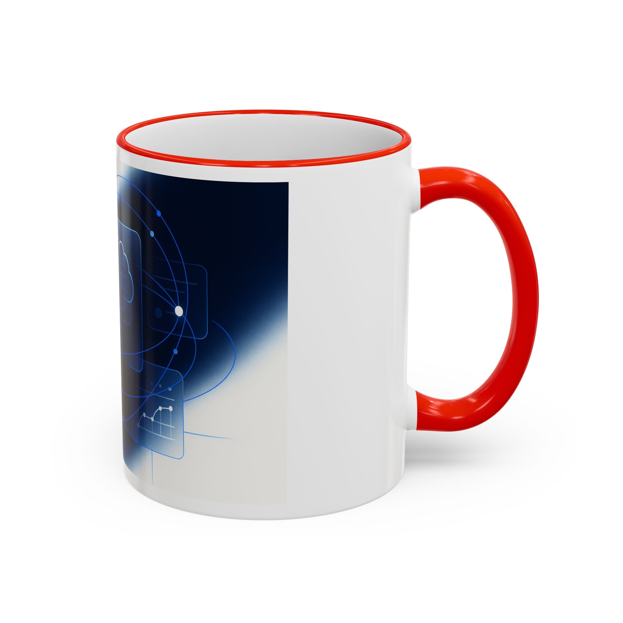 Abstract Neural Network Brain Mug | Accent Rim & Handle Ceramic Mug