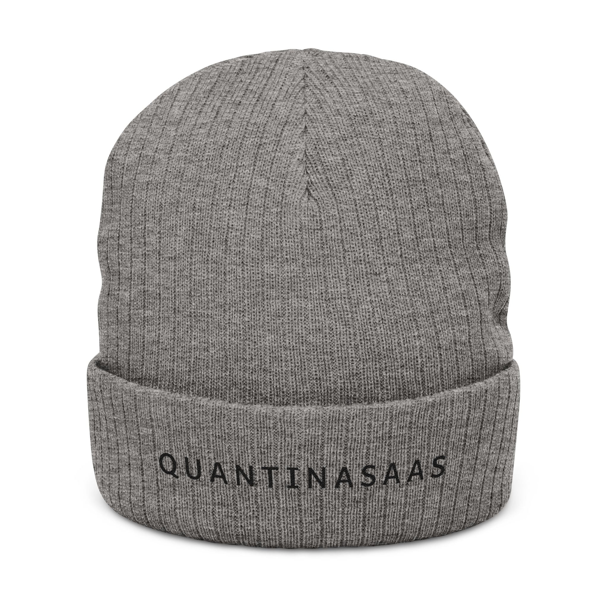 Quantinasaas embroidered beanie | Ribbed knit cuff hat