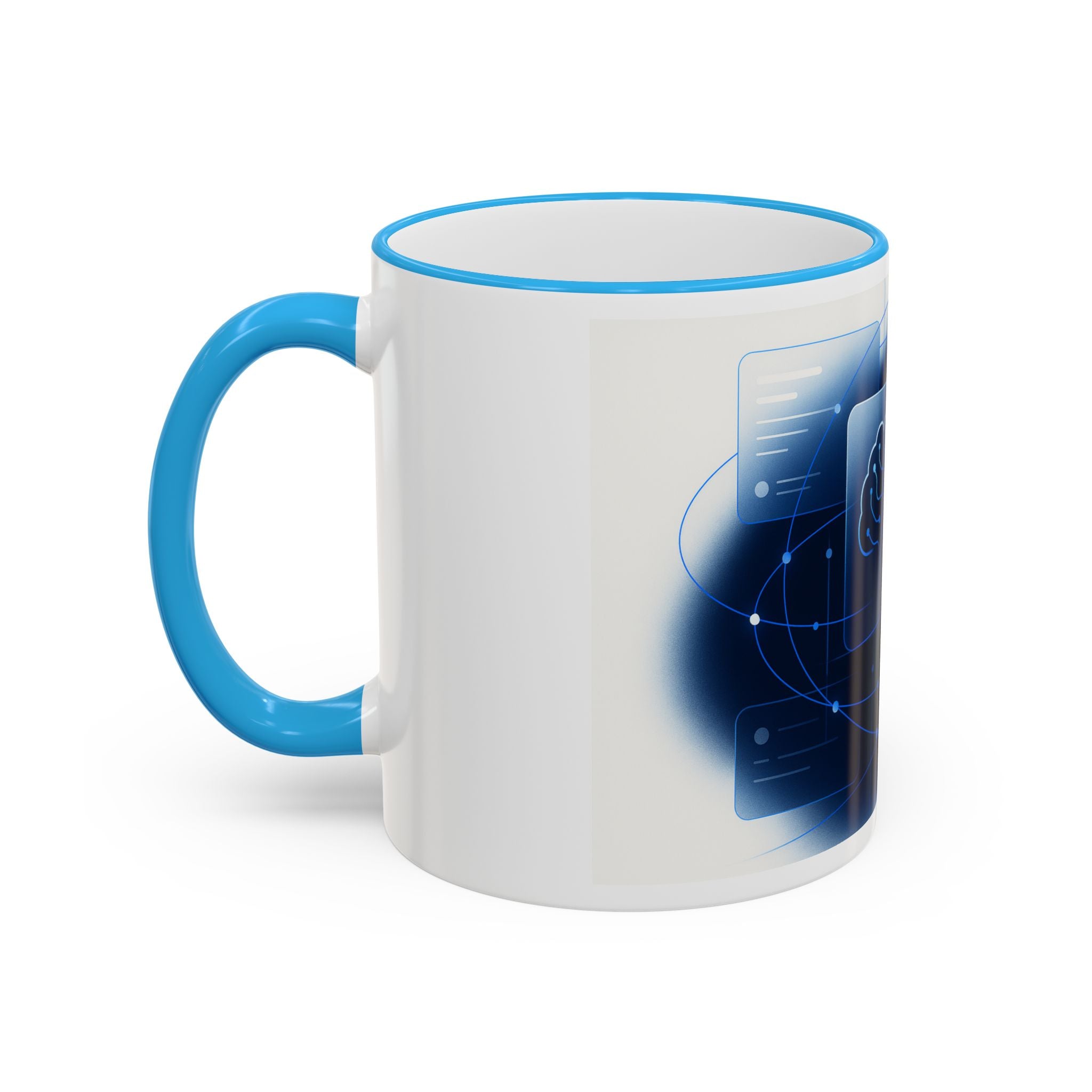 Abstract Neural Network Brain Mug | Accent Rim & Handle Ceramic Mug