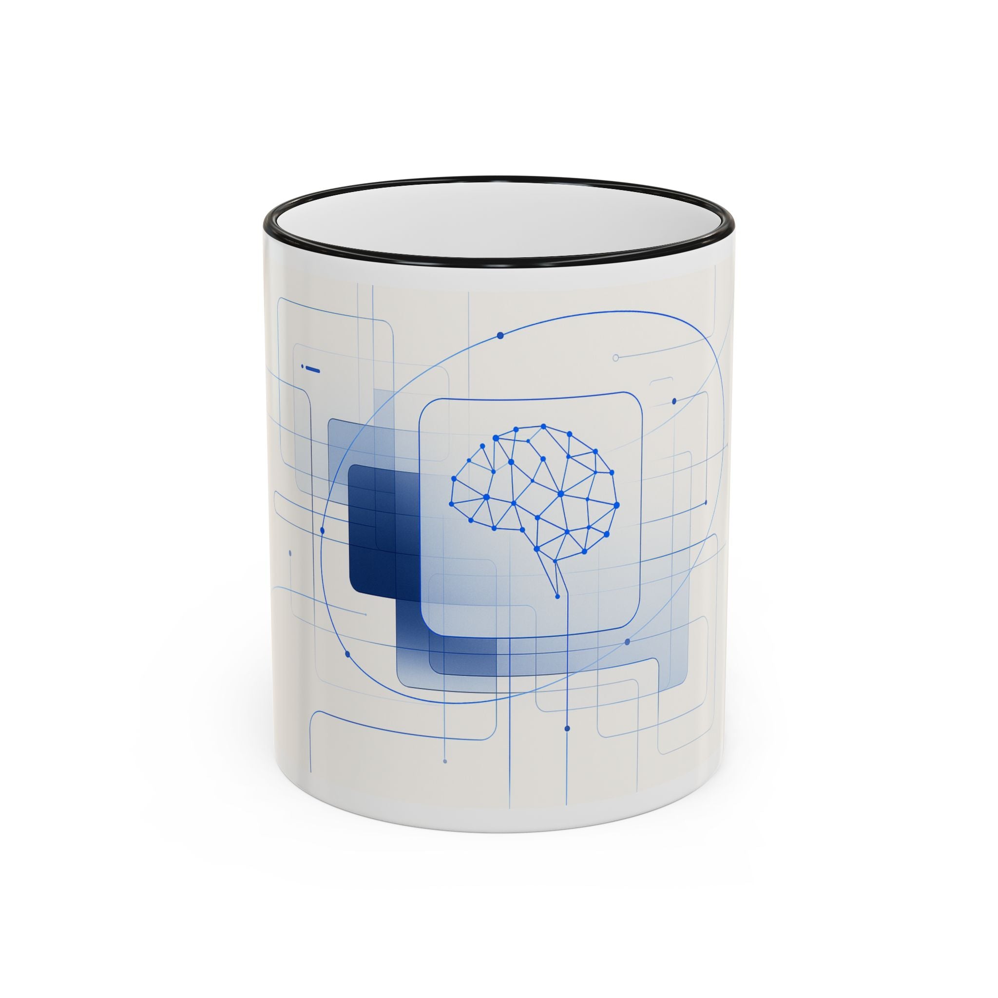 Abstract Neural Network Brain Mug | Accent Rim & Handle Ceramic Mug