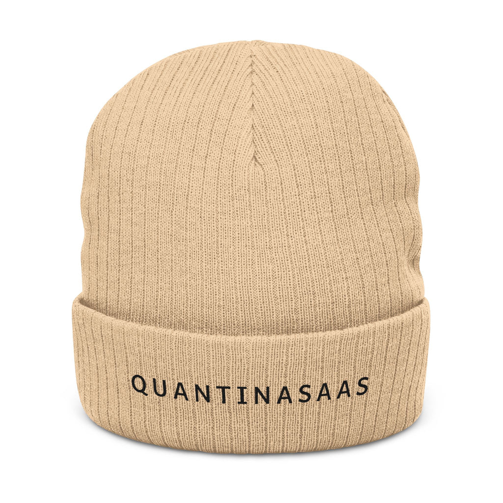 Quantinasaas embroidered beanie | Ribbed knit cuff hat