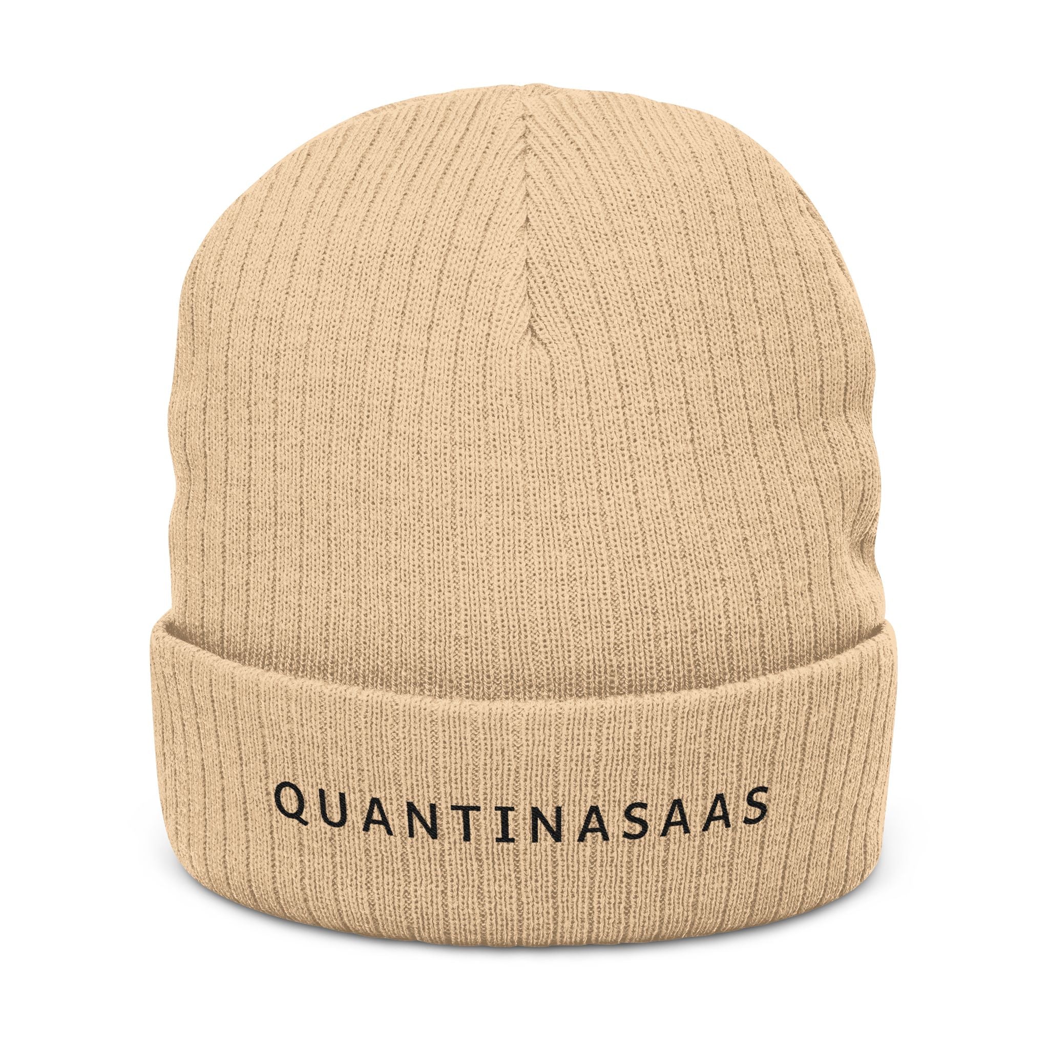 Quantinasaas embroidered beanie | Ribbed knit cuff hat