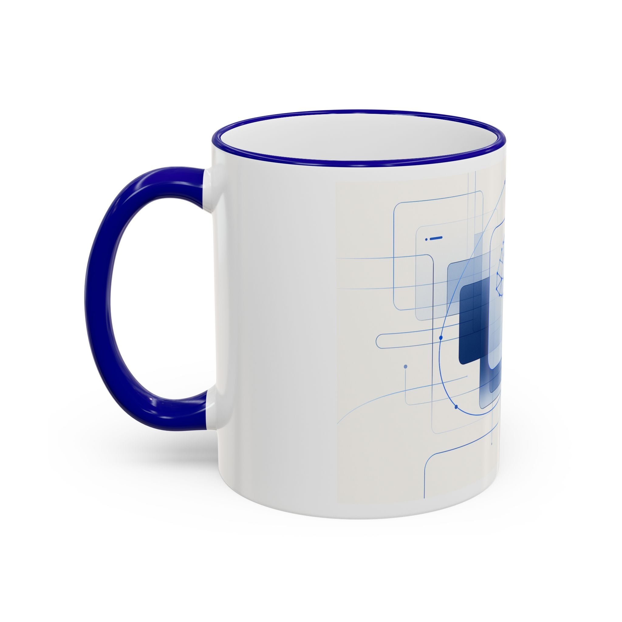 Abstract Neural Network Brain Mug | Accent Rim & Handle Ceramic Mug