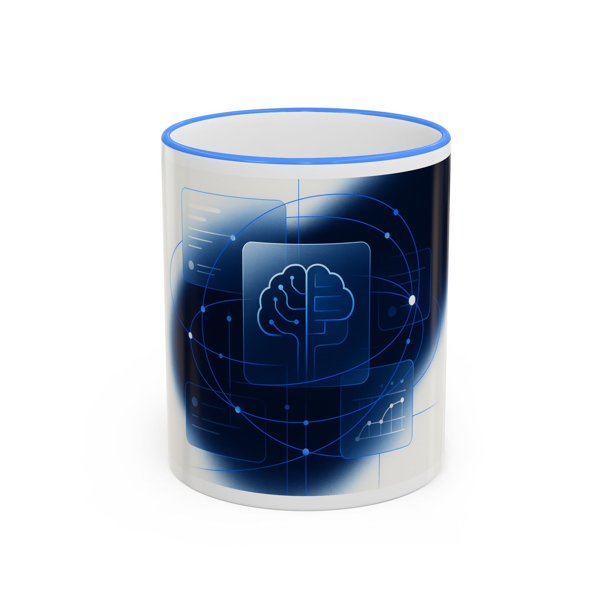 Abstract Neural Network Brain Mug | Accent Rim & Handle Ceramic Mug