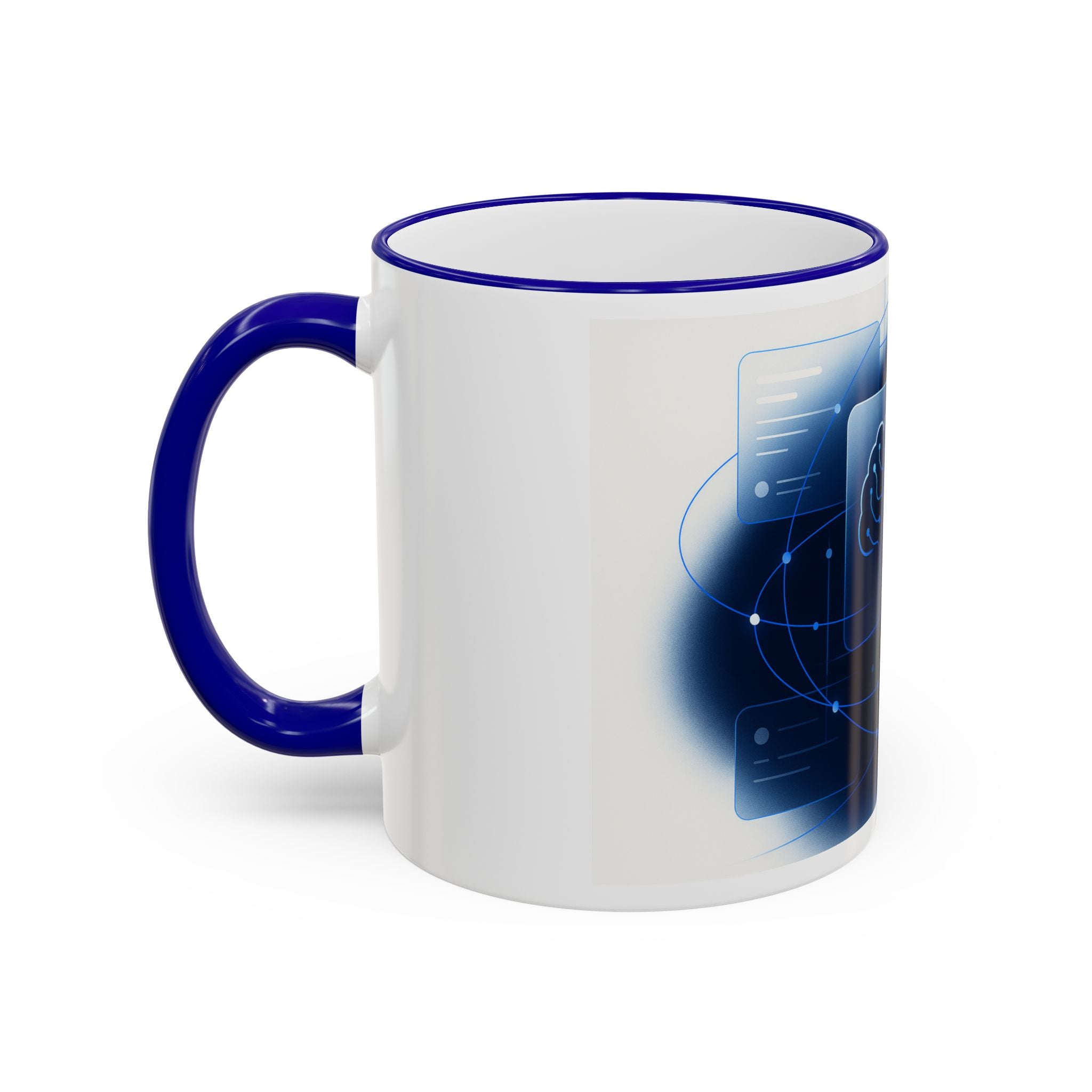 Abstract Neural Network Brain Mug | Accent Rim & Handle Ceramic Mug