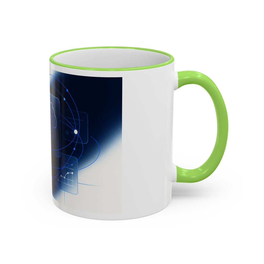 Abstract Neural Network Brain Mug | Accent Rim & Handle Ceramic Mug