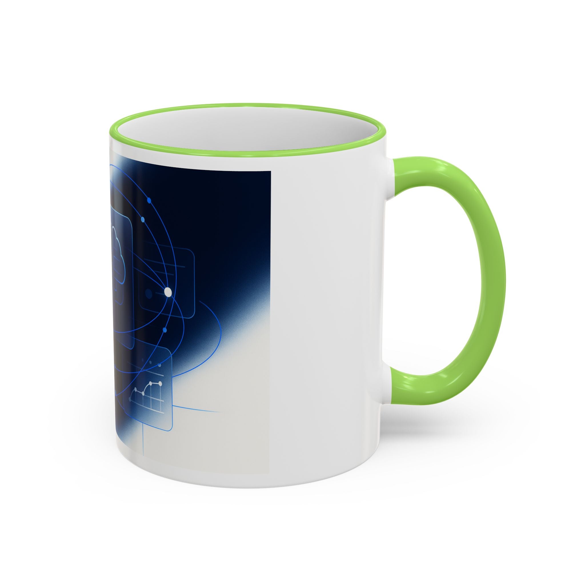 Abstract Neural Network Brain Mug | Accent Rim & Handle Ceramic Mug