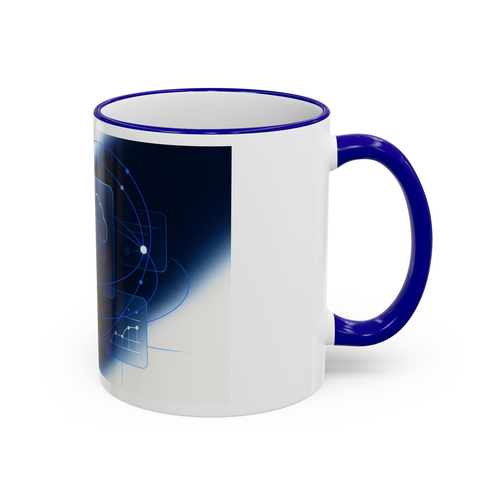 Abstract Neural Network Brain Mug | Accent Rim & Handle Ceramic Mug