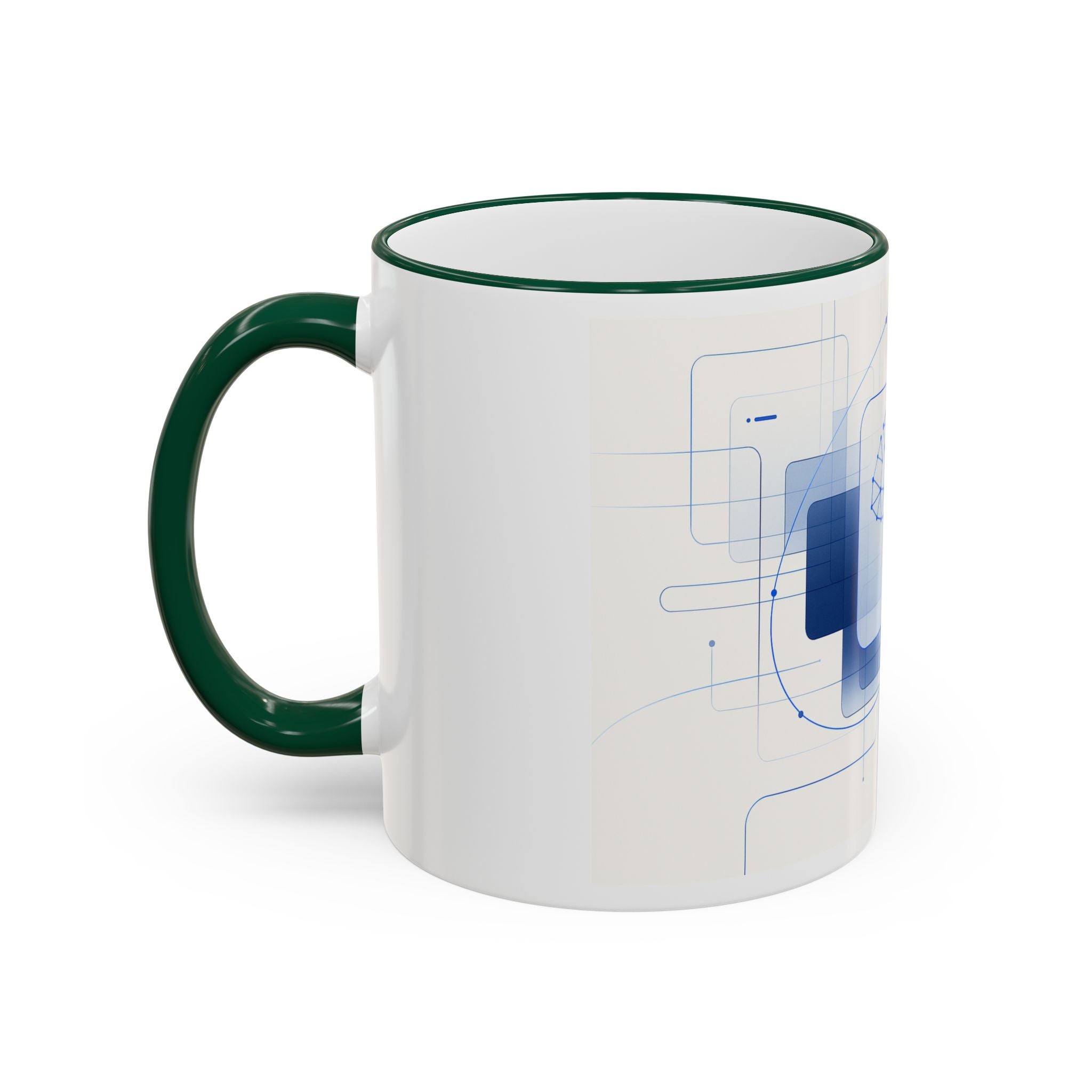 Abstract Neural Network Brain Mug | Accent Rim & Handle Ceramic Mug