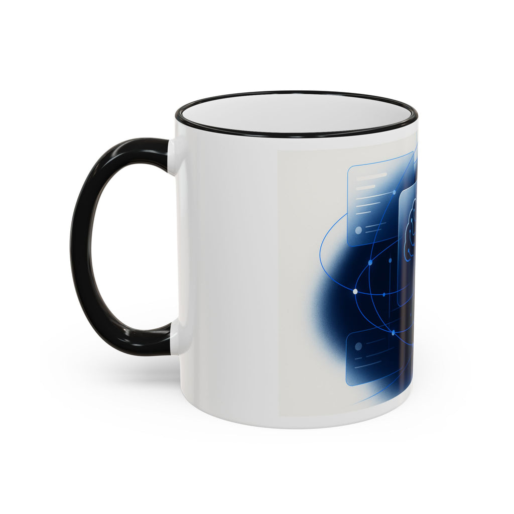 Abstract Neural Network Brain Mug | Accent Rim & Handle Ceramic Mug