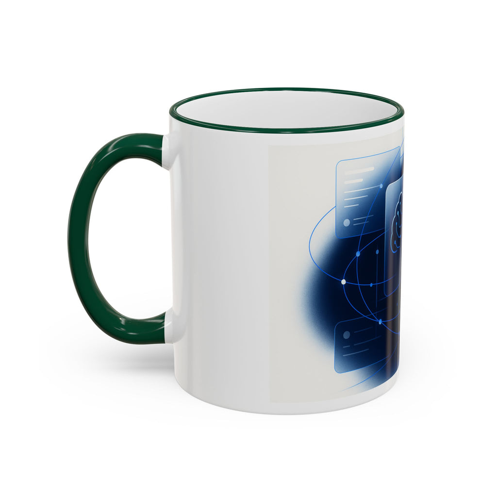 Abstract Neural Network Brain Mug | Accent Rim & Handle Ceramic Mug