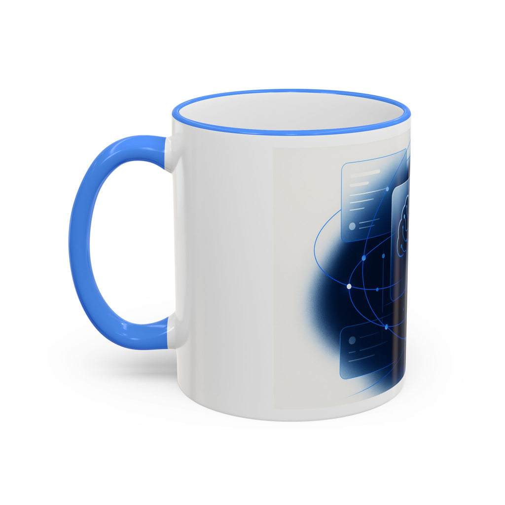 Abstract Neural Network Brain Mug | Accent Rim & Handle Ceramic Mug