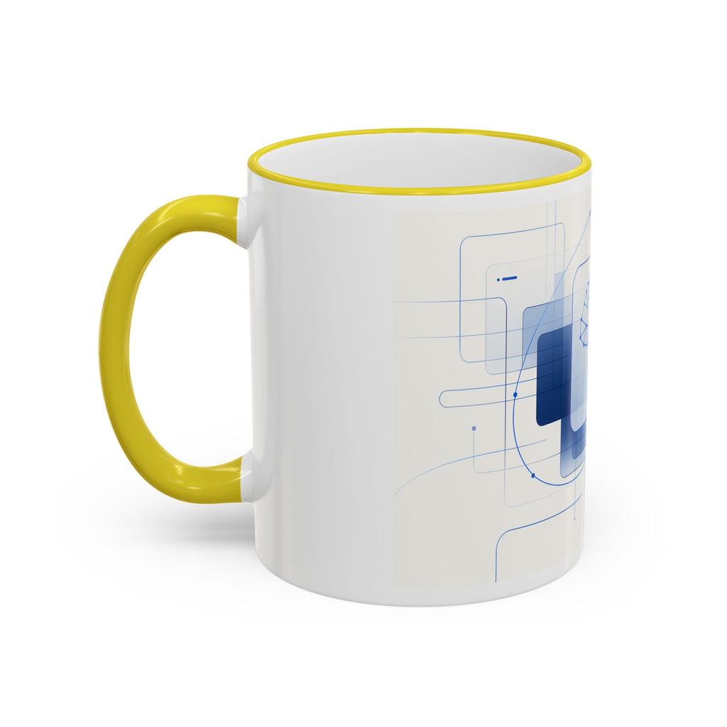 Abstract Neural Network Brain Mug | Accent Rim & Handle Ceramic Mug