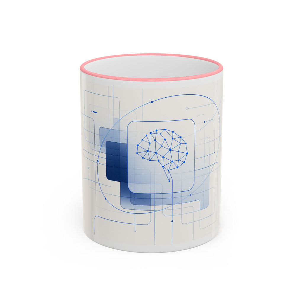 Abstract Neural Network Brain Mug | Accent Rim & Handle Ceramic Mug
