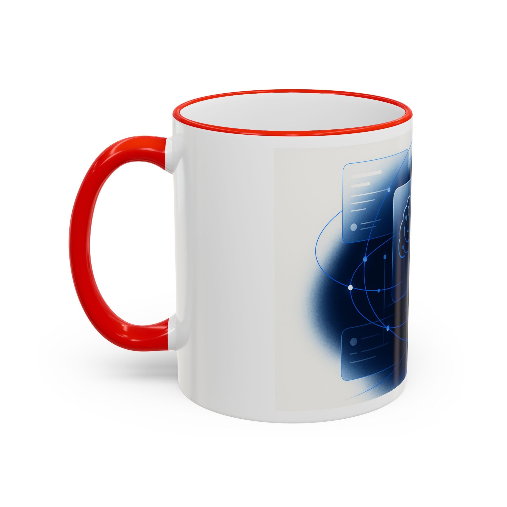 Abstract Neural Network Brain Mug | Accent Rim & Handle Ceramic Mug