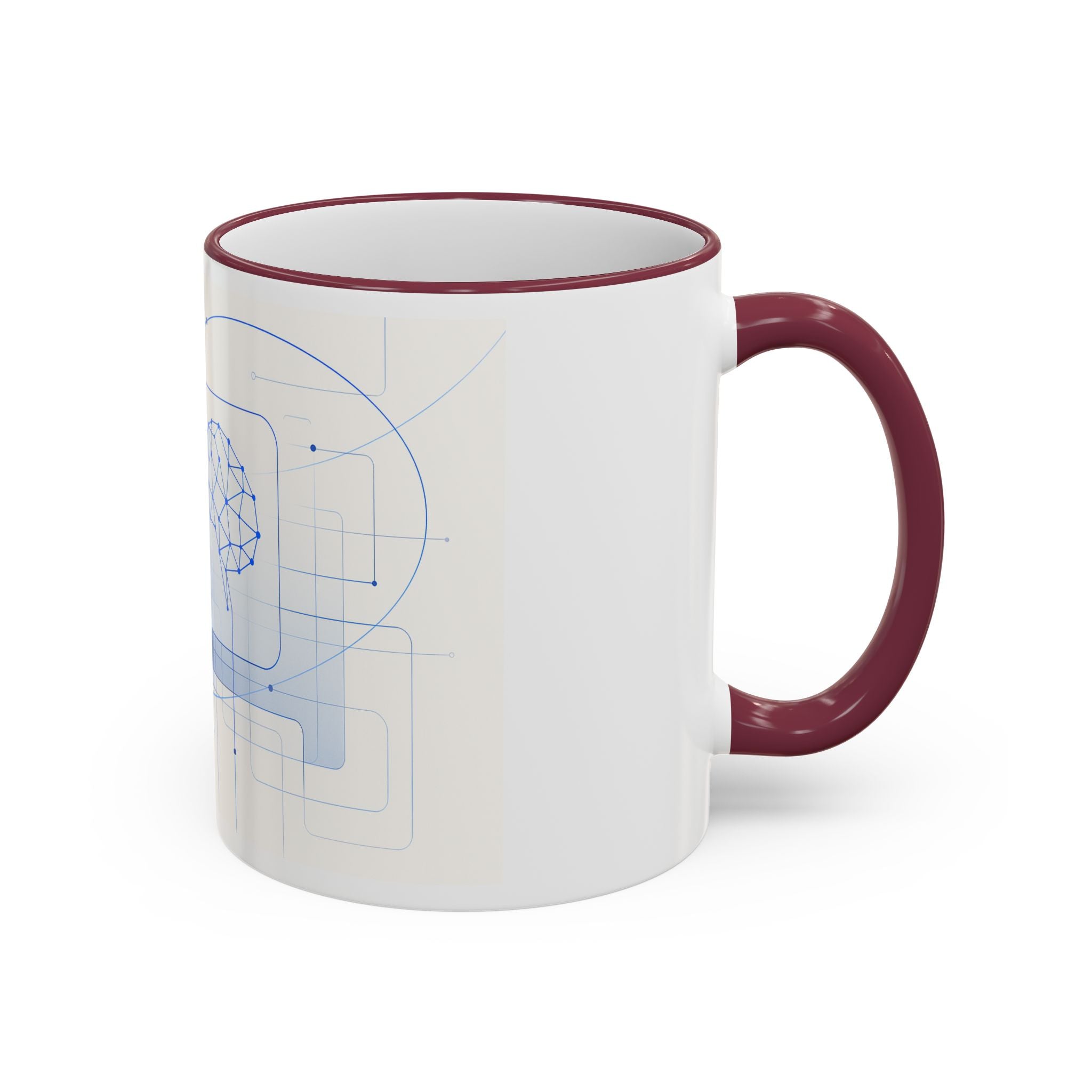 Abstract Neural Network Brain Mug | Accent Rim & Handle Ceramic Mug