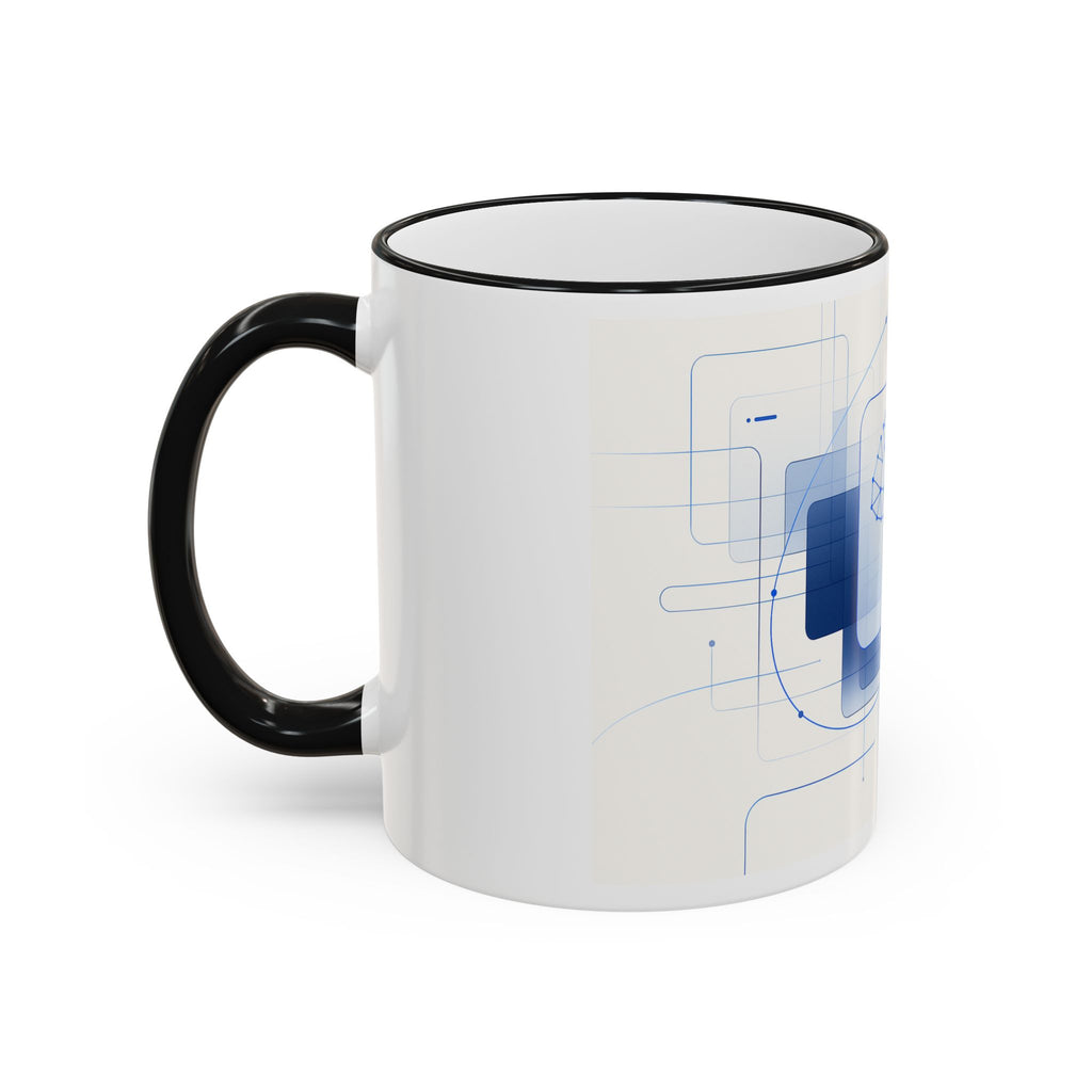 Abstract Neural Network Brain Mug | Accent Rim & Handle Ceramic Mug