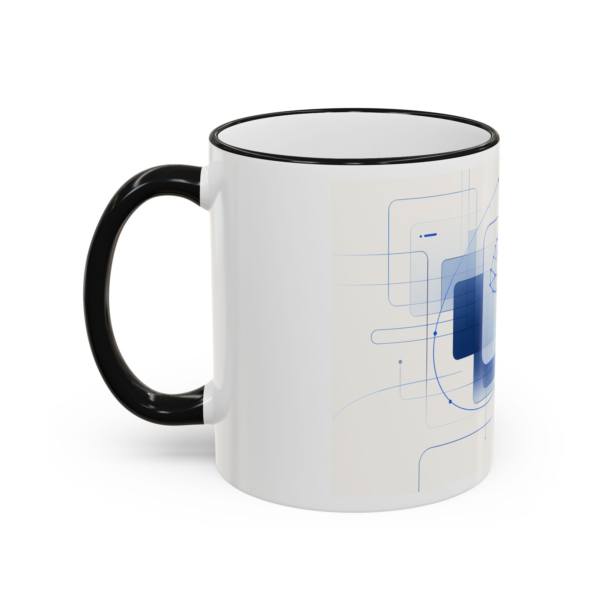 Abstract Neural Network Brain Mug | Accent Rim & Handle Ceramic Mug