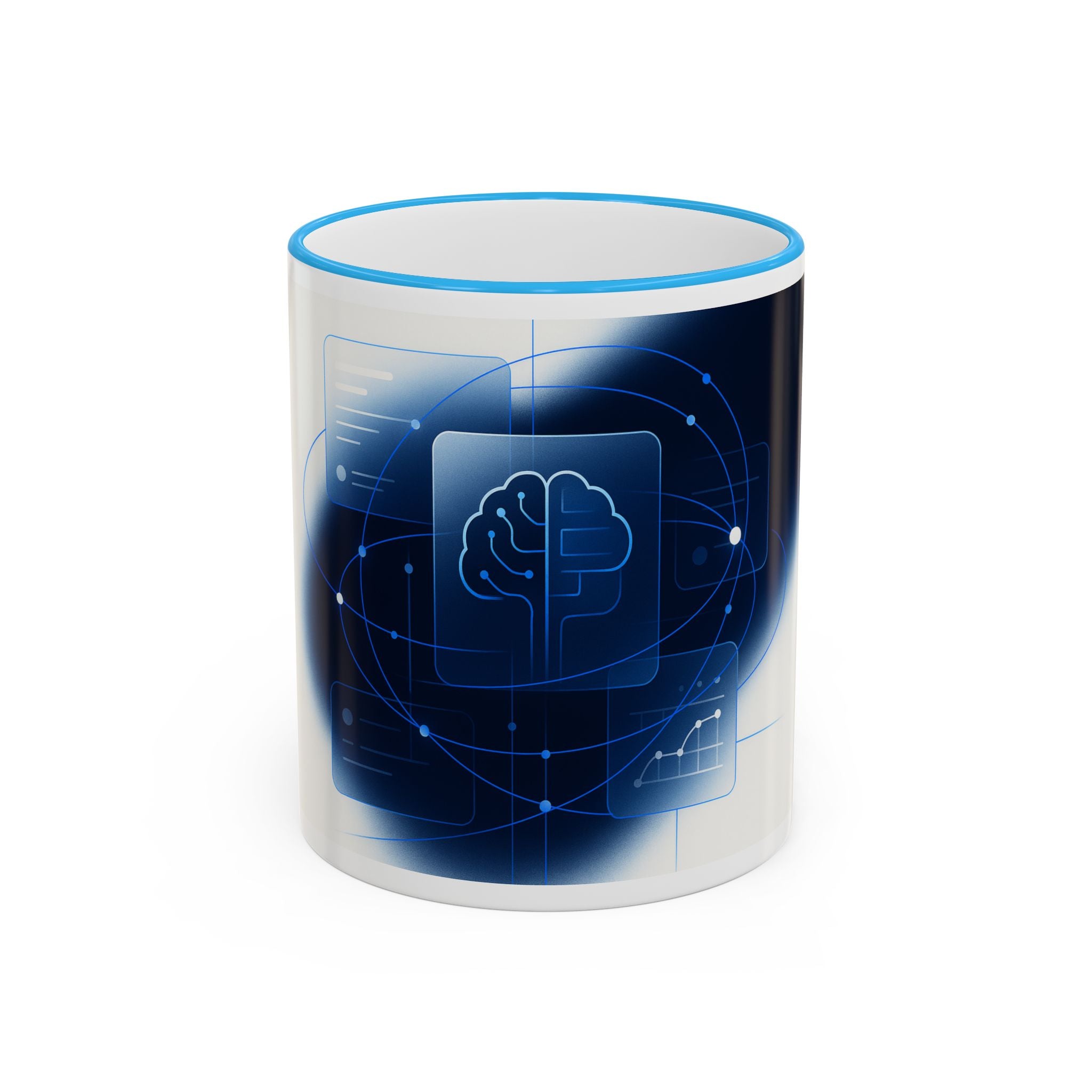 Abstract Neural Network Brain Mug | Accent Rim & Handle Ceramic Mug