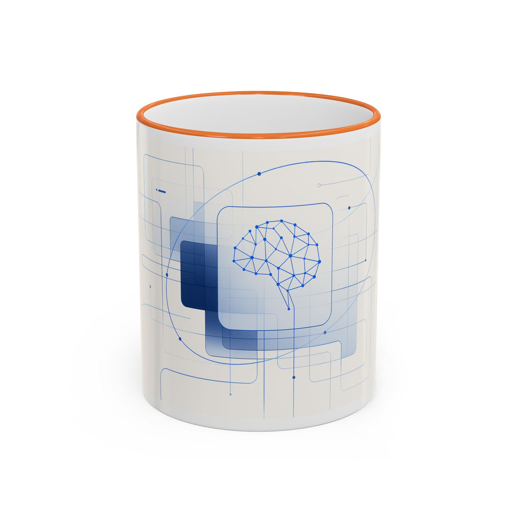 Abstract Neural Network Brain Mug | Accent Rim & Handle Ceramic Mug