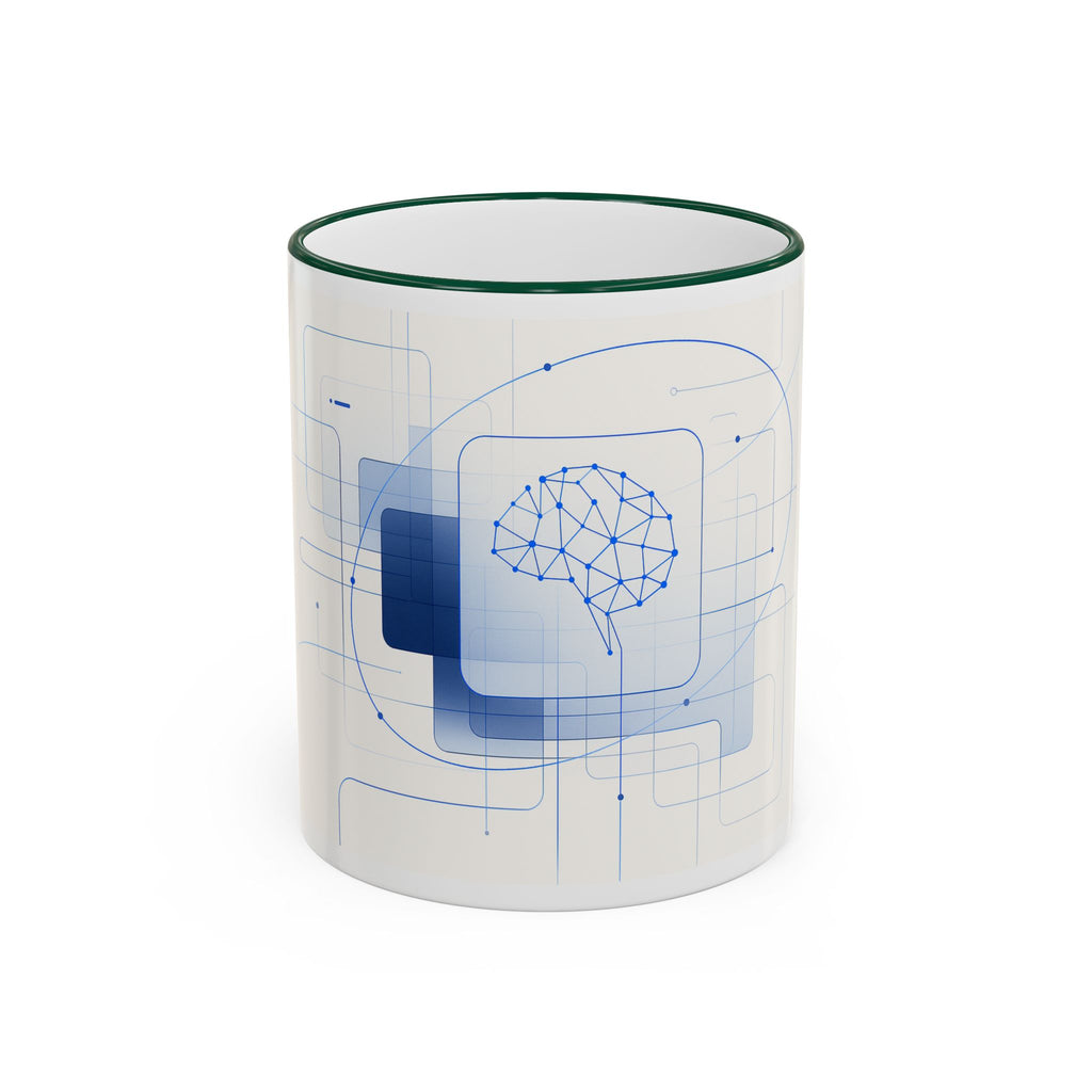 Abstract Neural Network Brain Mug | Accent Rim & Handle Ceramic Mug