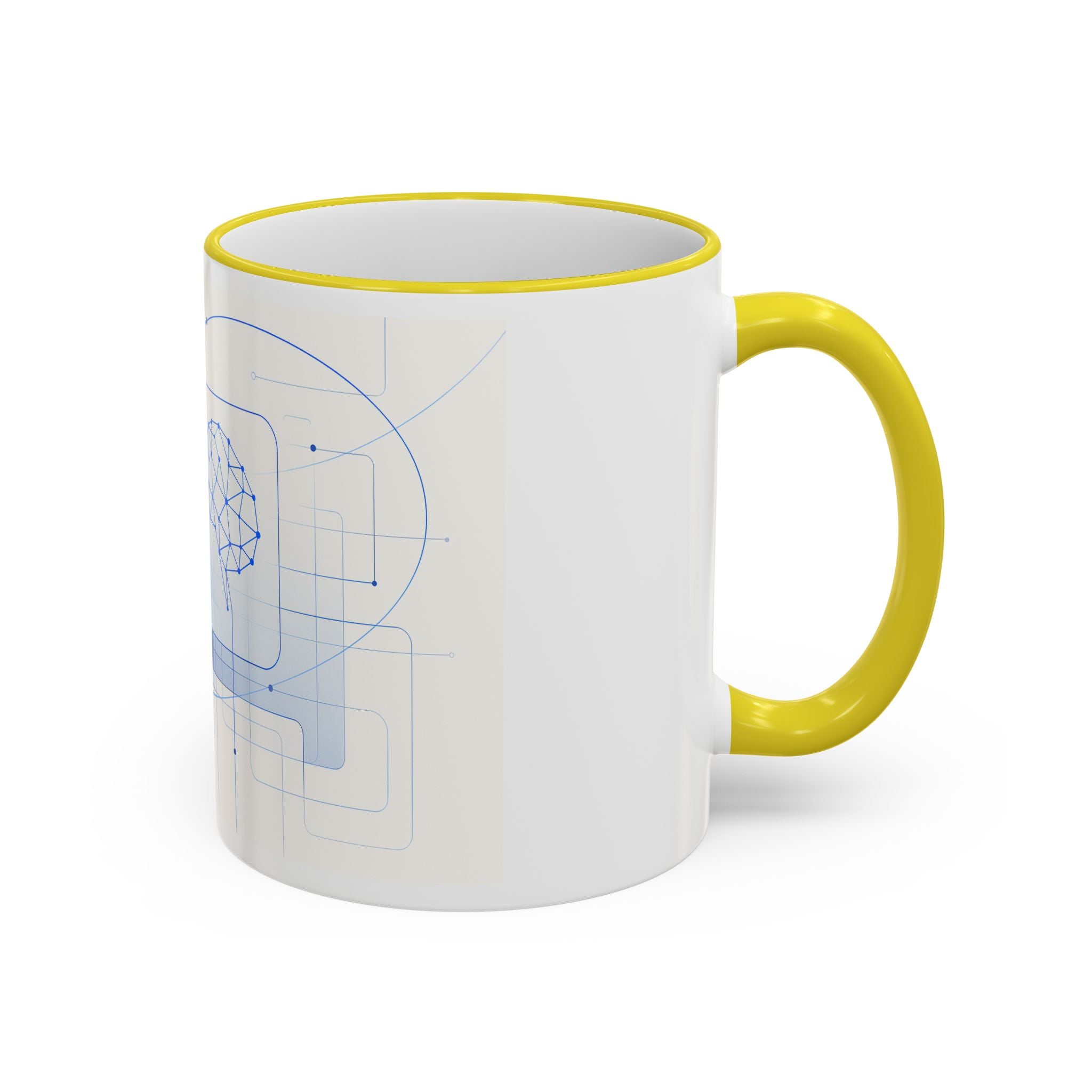 Abstract Neural Network Brain Mug | Accent Rim & Handle Ceramic Mug