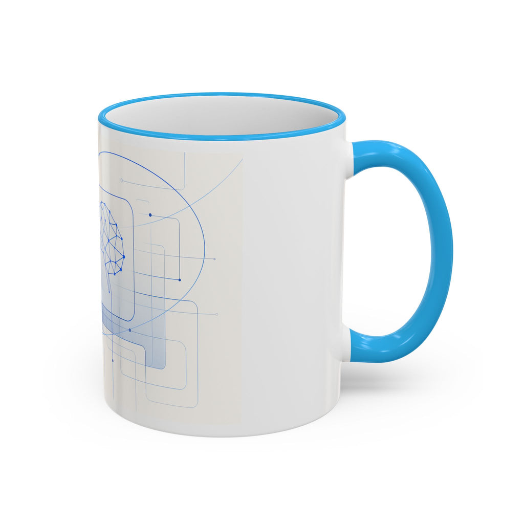 Abstract Neural Network Brain Mug | Accent Rim & Handle Ceramic Mug