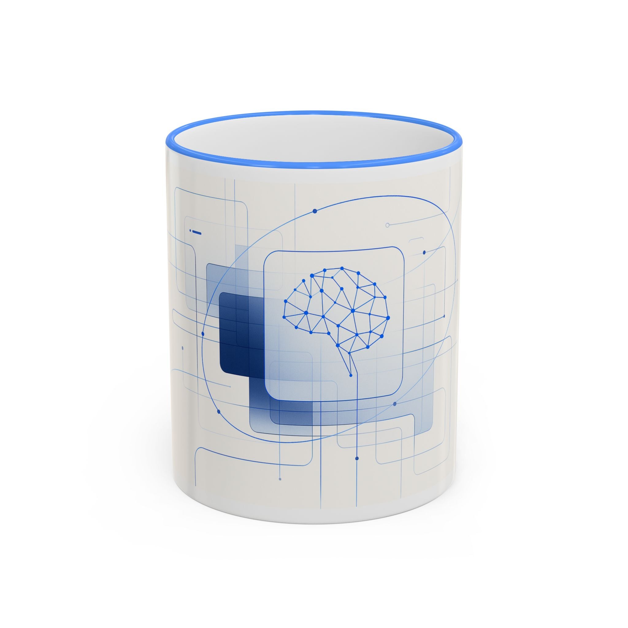 Abstract Neural Network Brain Mug | Accent Rim & Handle Ceramic Mug