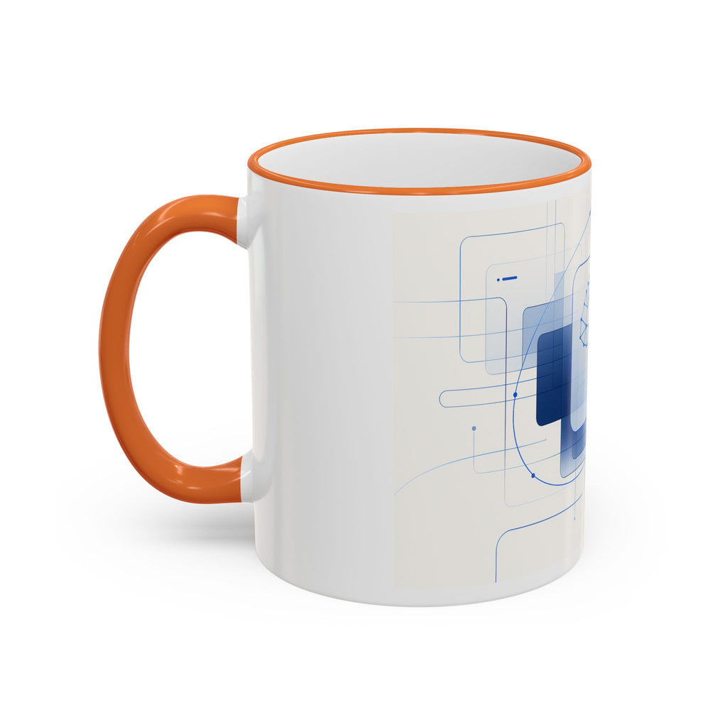 Abstract Neural Network Brain Mug | Accent Rim & Handle Ceramic Mug